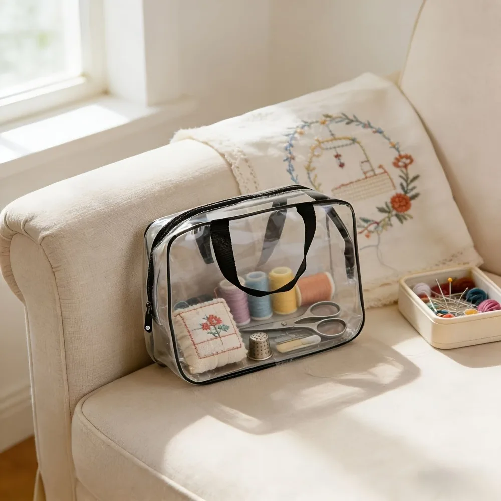 Clear Storage Organizer Bag Easy View Insert Design Large Capacity for Small ItemsTravel Packing Home School Side Bag for Ladies