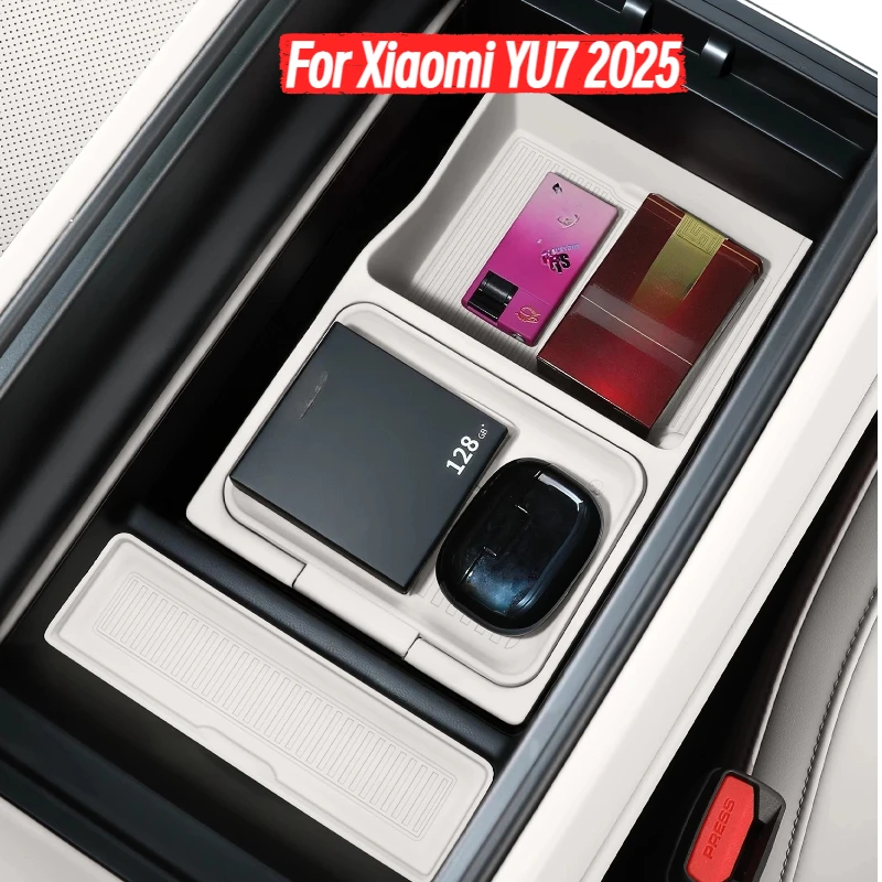 

For Xiaomi YU7 2025 Center Console Armrest Storage Box Silicone Car Organizer Interior Tiyding Accessories