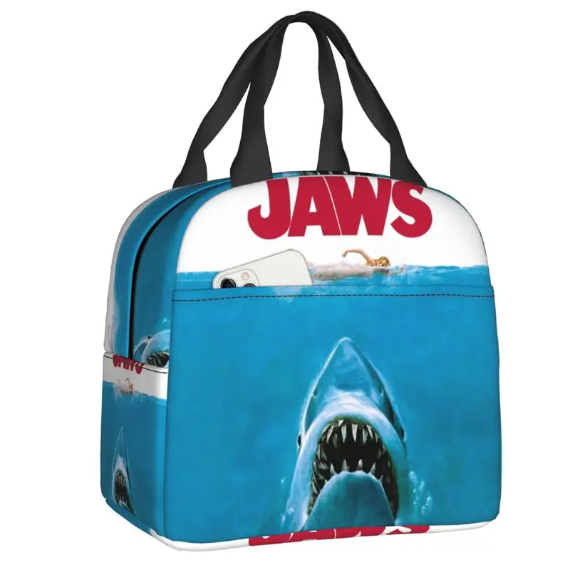 Jaws Insulated Lunch Bag for School Office Horror Movie Leakproof Cooler Thermal Bento Box Women Kids