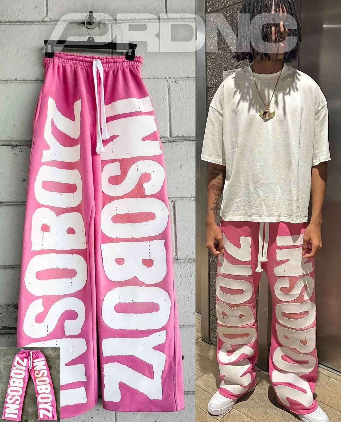 Y2K Hip-Hop Streetwear Schnelltrocknende Weite Lange Hose mit Großem Distressed-Buchstabengrafik-Design, Elastischer Bund, Unisex-Sweatpants – Detail 6