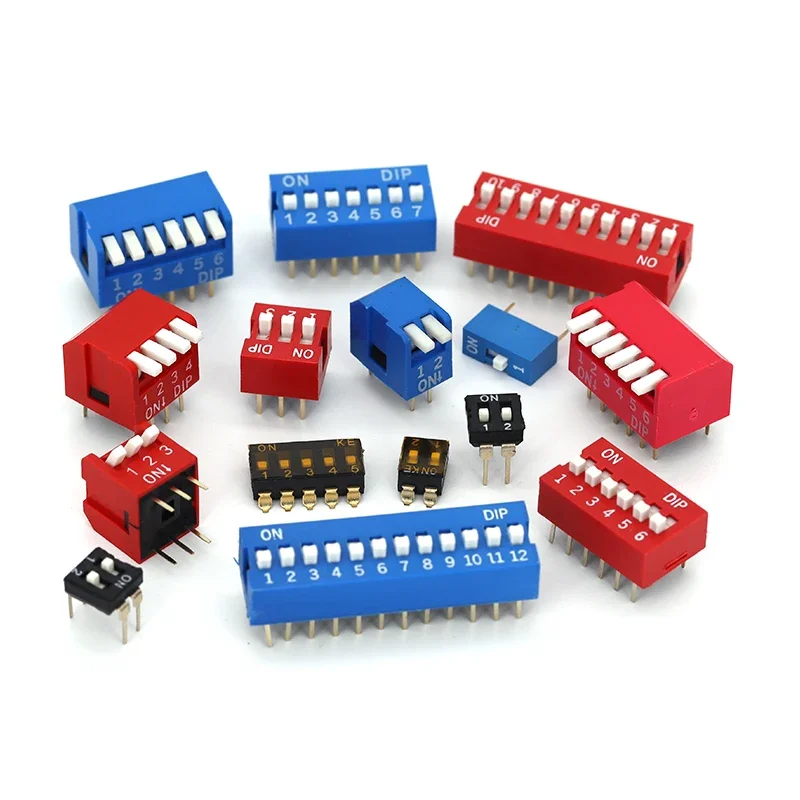 5PCS Slide Type Switch Module 1 2 3 4 5 6 7 8 10PIN /1.27/2.54mm Position Way DIP/SMD Pitch Toggle Switch Blue Snap Switch Dial