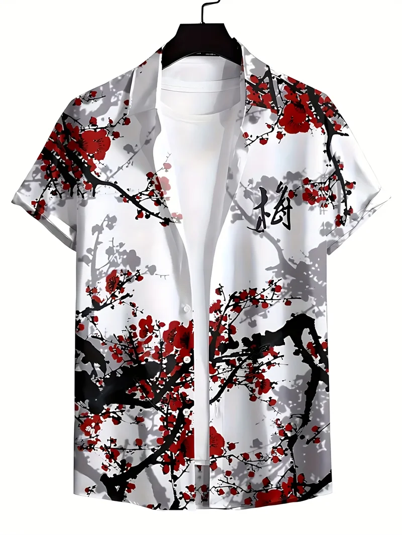 Summer Shirt For Men 3d Printed Cool Animal Graphic Men‘S Clothing Harajuku Oversized Street Fashion Short Sleeve Hawaii Blouse
