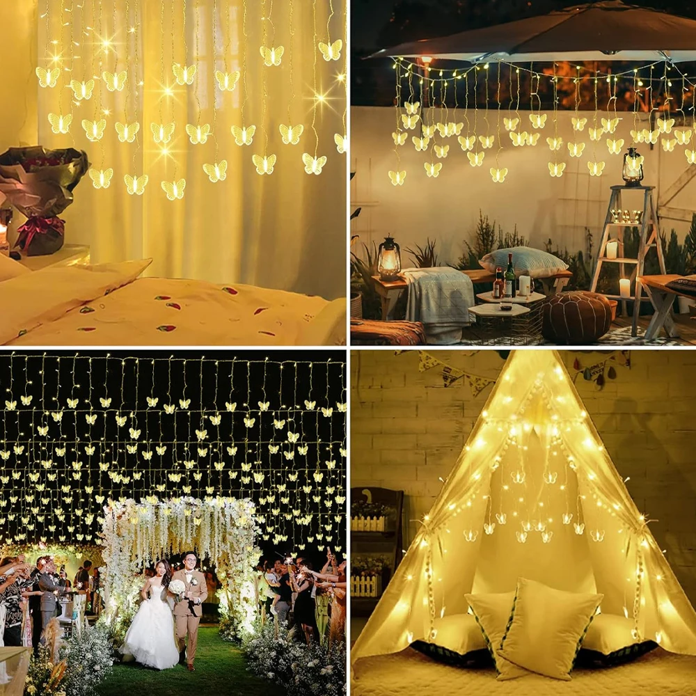 1pc LED Festival Indoor Decorative Light String Outdoor Garden Butterfly String Lights, 1.5m With 10 Lights
