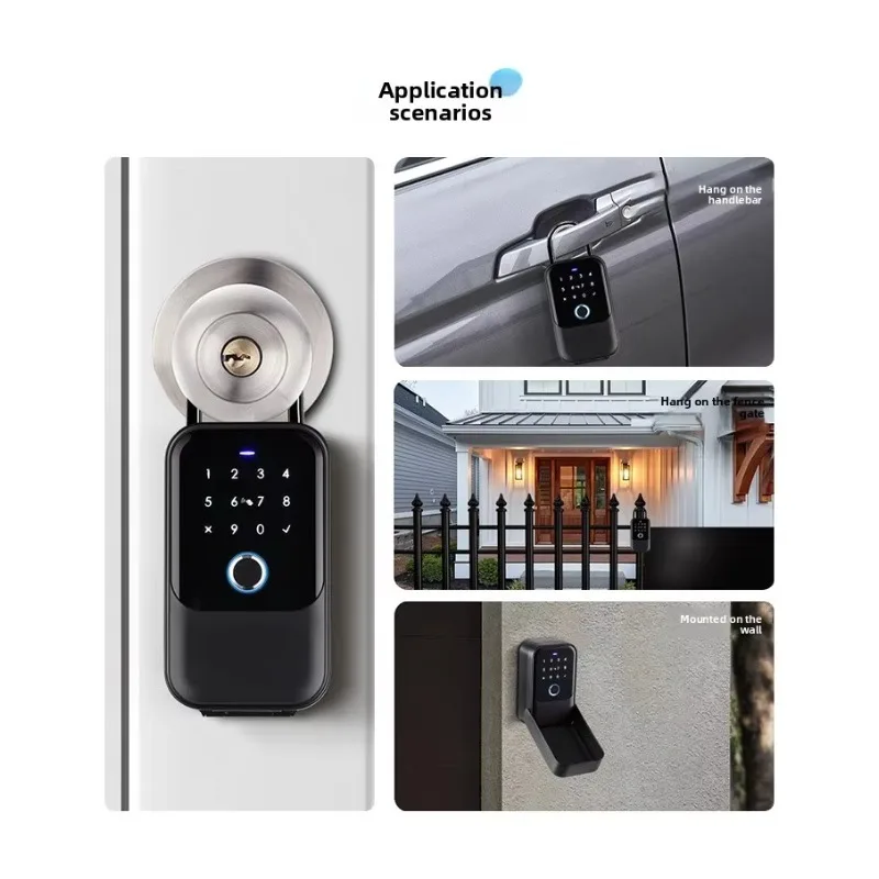 Outdoor Waterproof Aluminum Alloy Wood Door Smart Key Box Fingerprint Password Swipe Card  APP WiFi IP Face Recognition
