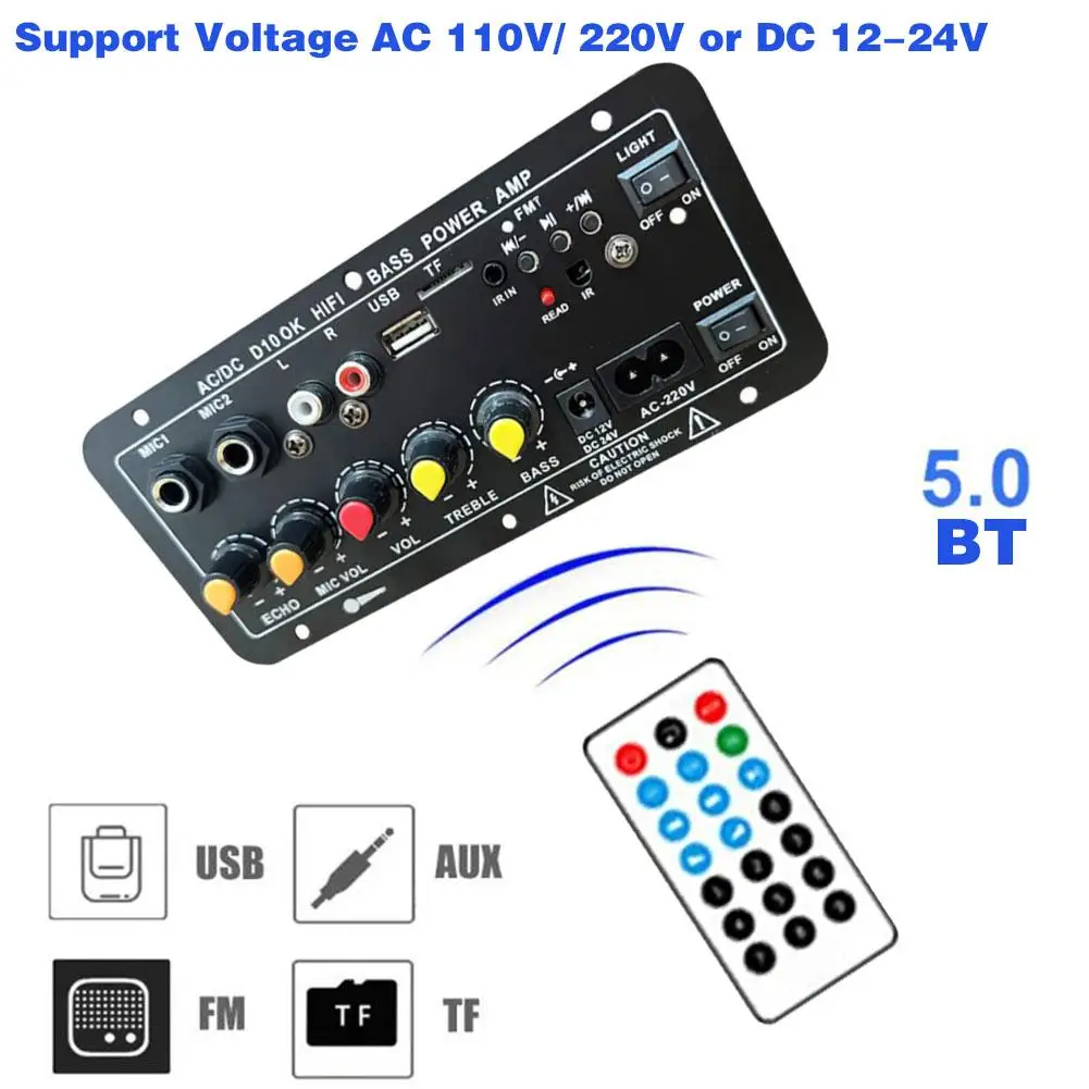 D10/ D10-II Bluetooth Versterker Board Aux Tf Kaart Usb 30-120W Voor 4 Ohm 40W Luidspreker 110V 220V 12V 24V Subwoofer Audio Amp Module