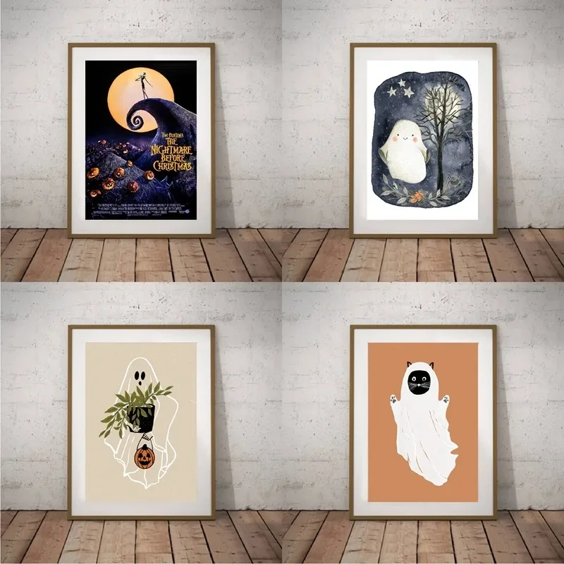 Halloween Signs Canvas Prints Trick or Treat Gaming Poster Halloween Wall Art  Decoration Painting Halloween Idea
