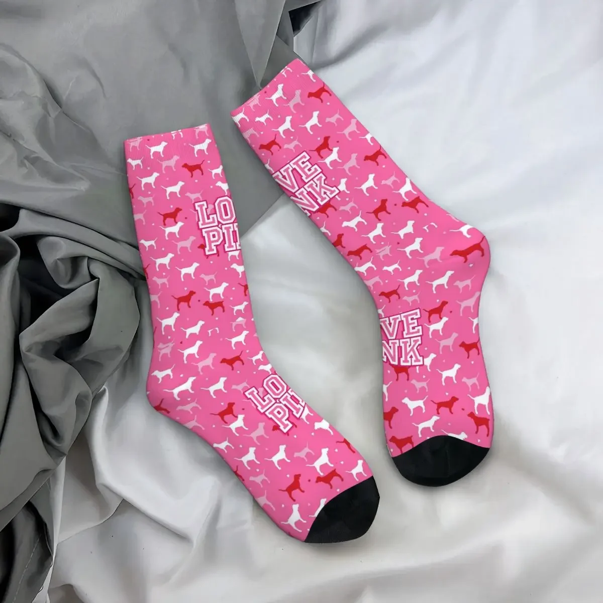

Носки на все сезоны, модные длинные носки Love Pink для мужчин и женщин, подарки на День святого Валентина