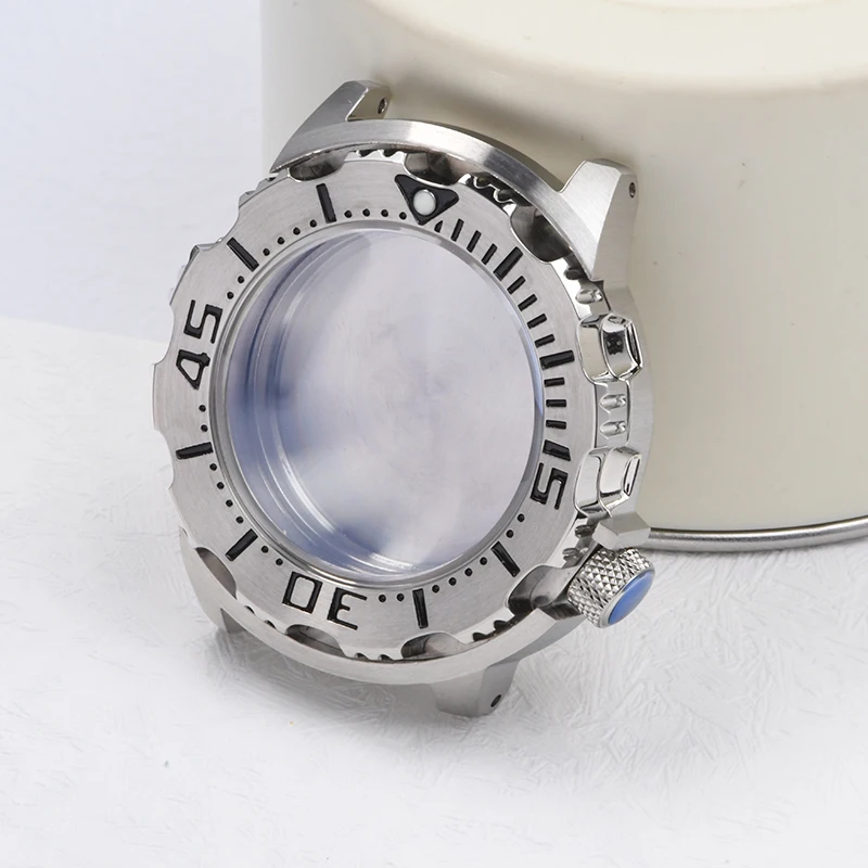 حافظة ساعة من الفولاذ المقاوم للصدأ حافظة ساعة غوص من زجاج الياقوت C3 مضيئة تناسب Seiko لساعة يد تعمل بالحركة الأوتوماتيكية NH35/NH36 mod