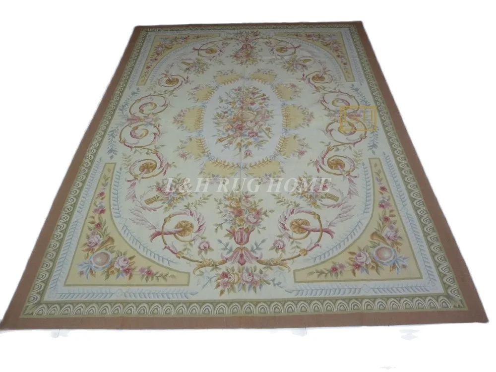 

Free shipping 9'X12' French Aubusson weave rugs handmade hand woven aubusson carpets wool material rugs