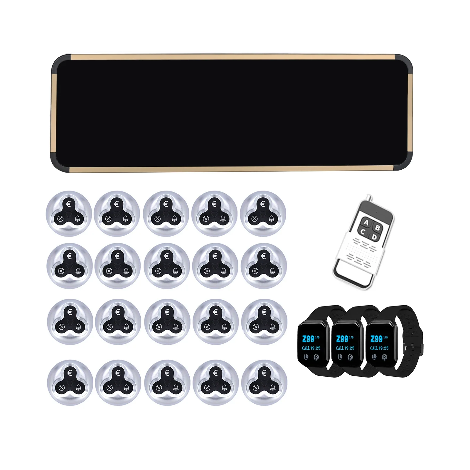 

BYHUBYENG Display Monitor 3 Wrist Watch Pager Restaurant Wireless calling System Beepers Pager Waterproof 3-Key 20 Call Buttons