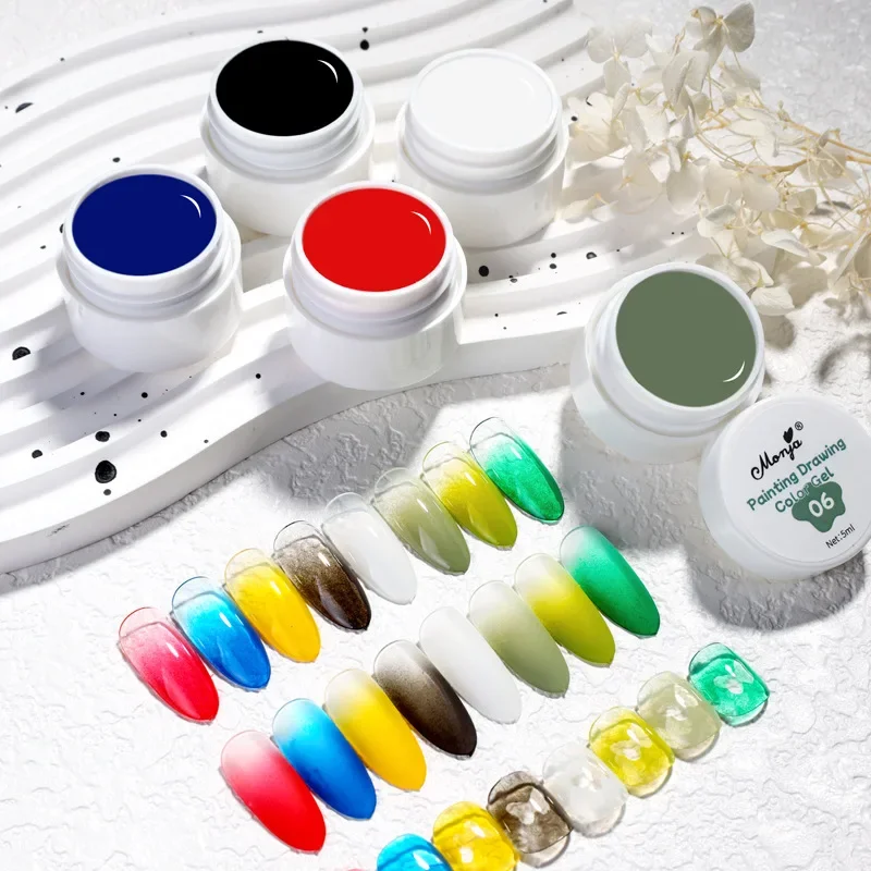 5-Colors جل مجموعة طلاء أظافر مجموعة خلط أساسية رخامي بطانة فرشاة مسمار الفن الطلاء للمبتدئين الجرار صالون تصفيف جيل للأظافر عدة