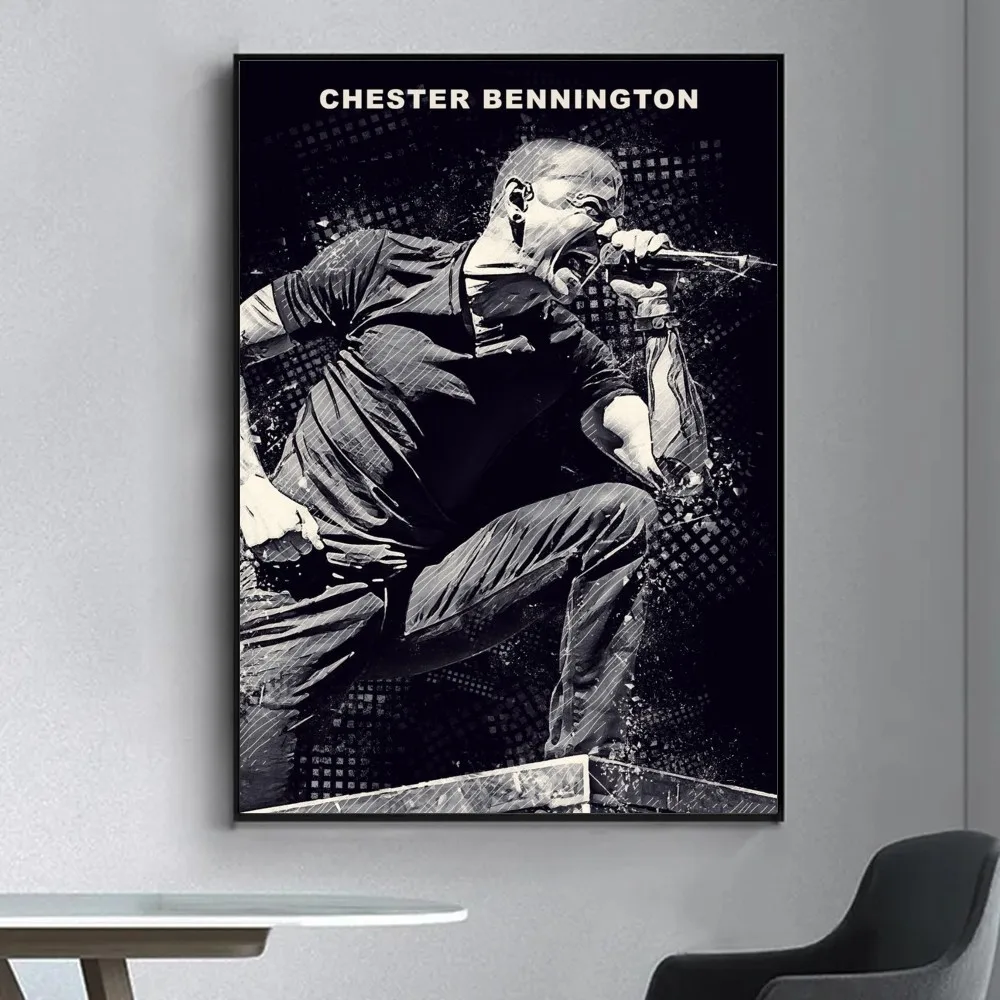 Rock Legends-C-Chester-Bennington Poster Fancy Poster Wall Sticker for Living Room Bar Vintage Decorative Painting Middle