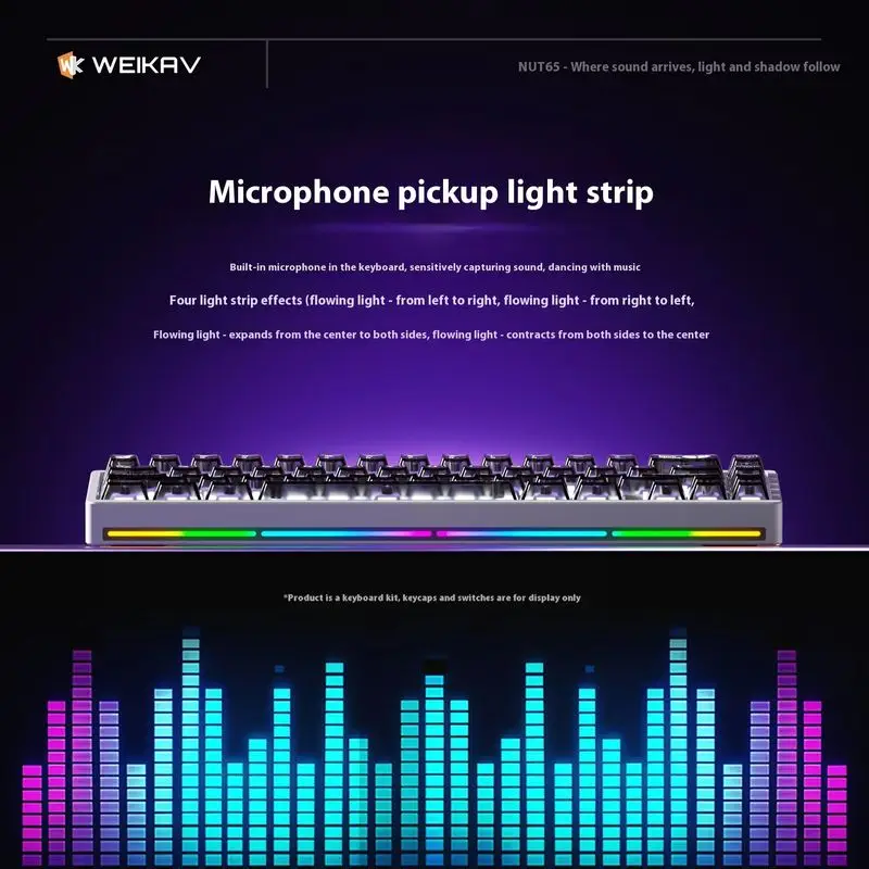 

Sales WEIKAV Nut65 Aluminum Alloy Mechanical Keyboard Kit Quick Release Hot Swap Gasket 220 Mesh CNC 6000mAh VIA QMK RGB Light