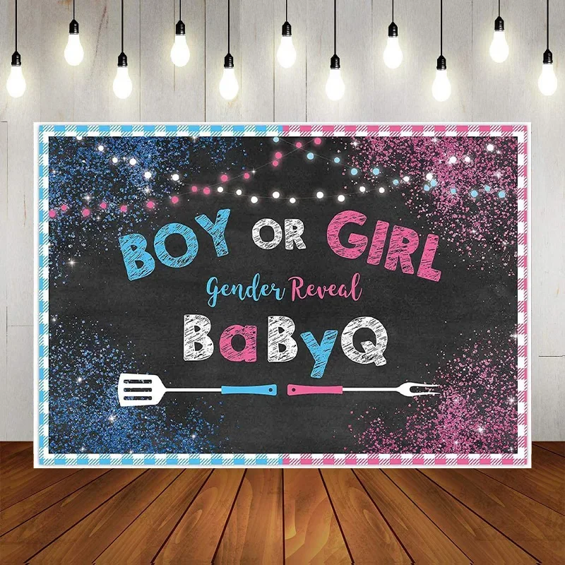 Gender Reveal Boy Or Girl Party Background Backdrop Blue Pink Party Reveal Banner Baby Shower Photography Photo Booth Decoration