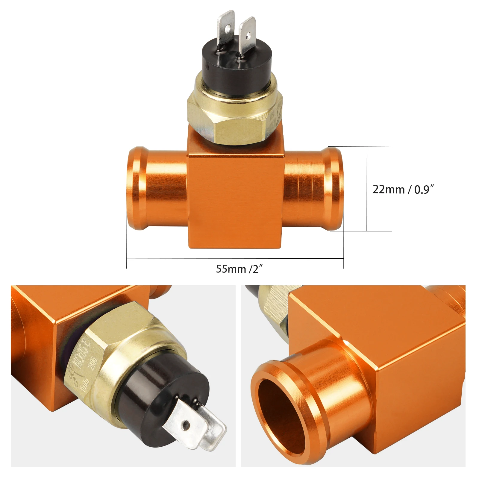 Interruptor de temperatura Ventilador do Radiador, KTM EXC 300 EXC-F 350 SX 125 SX-F 450 XC XCF XCW Beta Sherco Yamaha Honda Suzuki Gasgas, 22mm