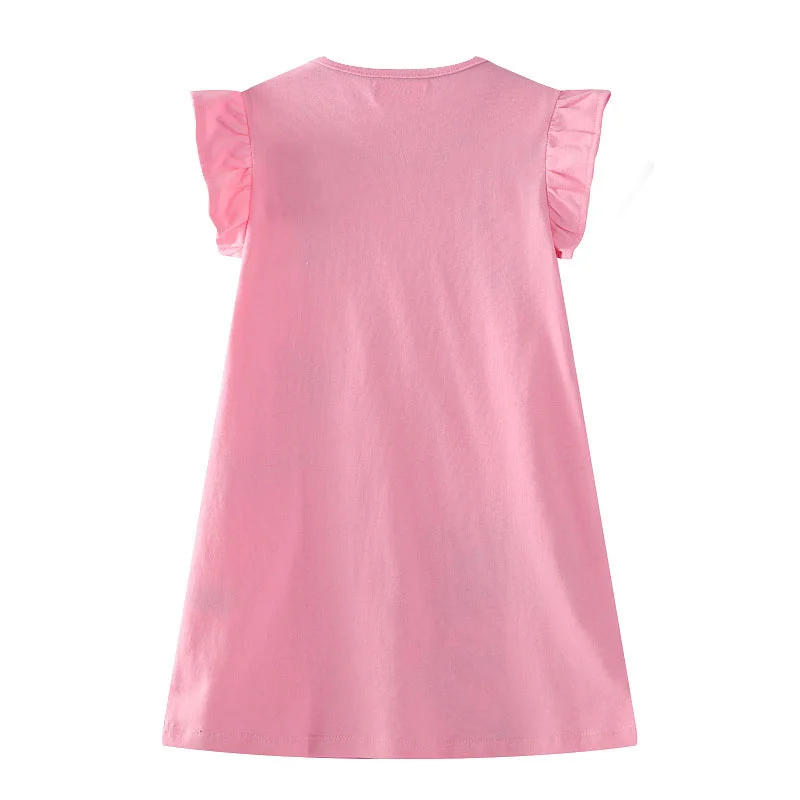 القفز متر 2-7T 100% القطن الحيوانات الصيف حفلة بنات فساتين التطريز الأميرة عيد ميلاد الزفاف الطفل الفساتين زي