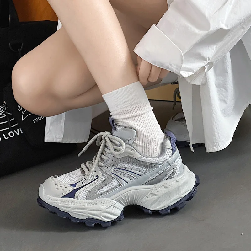 

Women's Thi Sole Dad oes Spring Summer New Sle Casual Sports Sneakers Breathable Me Versatile Heightening Leisure Run...