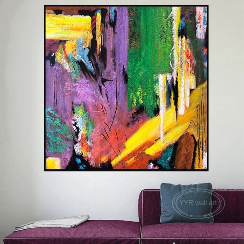 Colorful Abstract Oil Painting Handmade Canvas New Image March Wall Art Decor Picture Living Room Study Hotel Custom Large Mural