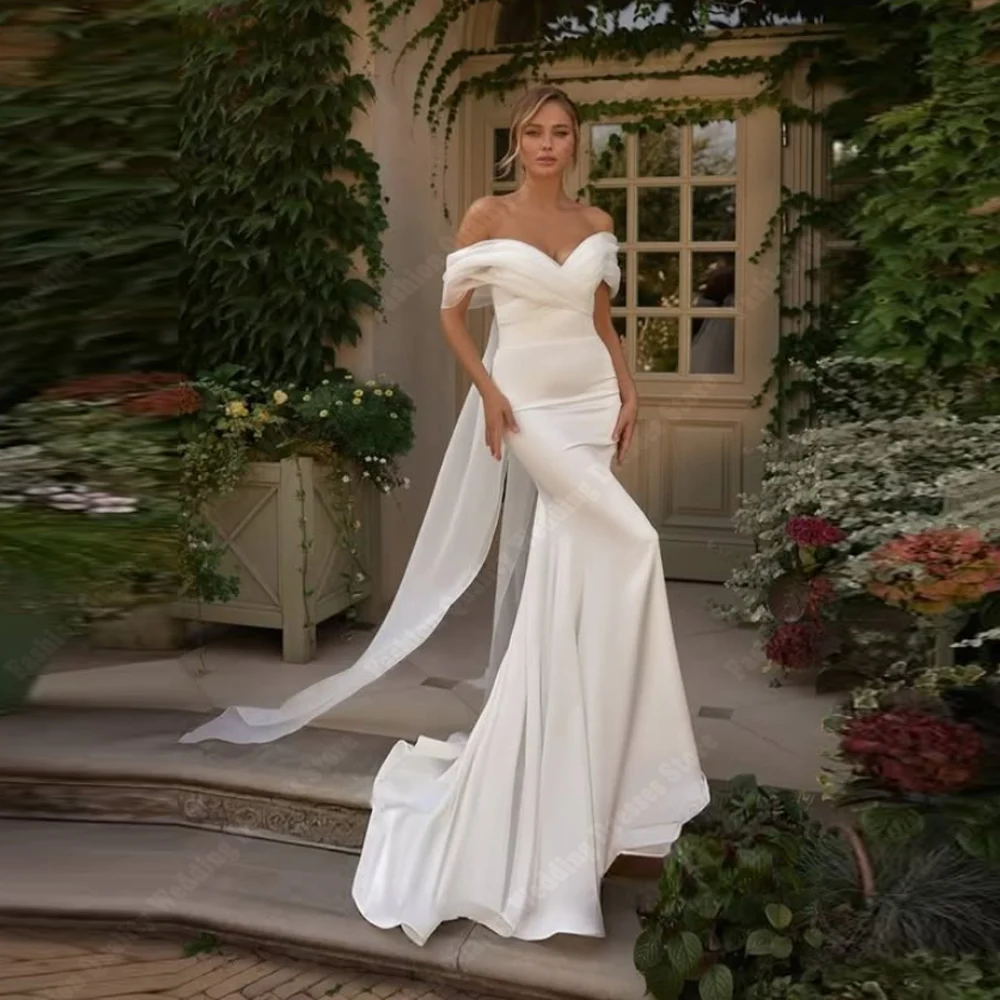 

Charming Mermaid Women Wedding Dresses Bright Sweetheart Collar Bridal Gowns Princess Mopping Length Vestido De Novia Customized