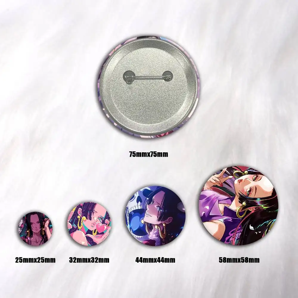 Anime Character One Piece Boa Hancock Badges Round Cosplay Pin Bag Decor Fans Collect Friends Gifts Brooch