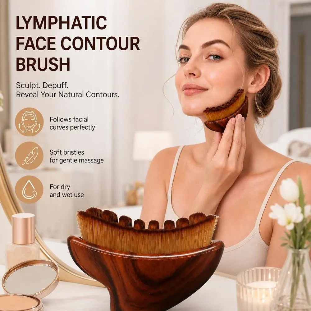 Ergonomic Lymphatic Drainage Face Brush Soft Bristles for Facial Muscle Relaxation Contouring Anti-Puffiness