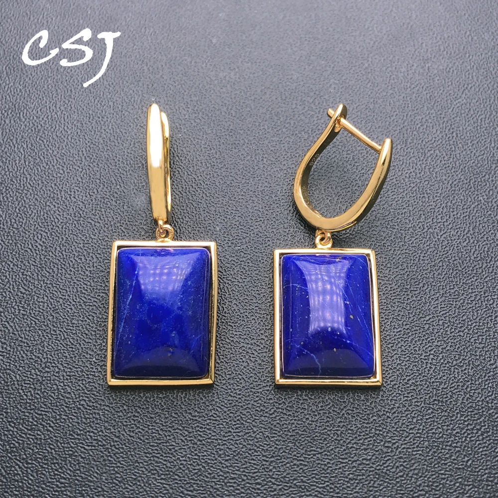 Elegant Natural Lapis Lazuli Earrings Sterling 925 Silver Gemstone 10*14mm for Women Birthday Party Christmas Gift