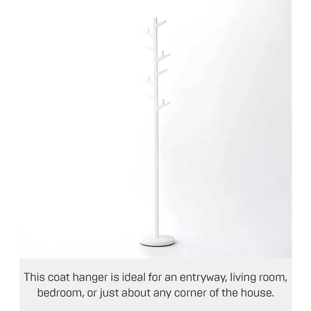 Home Coat Rack Tree/Standing Coat and Hat Hanger Steel One Size White