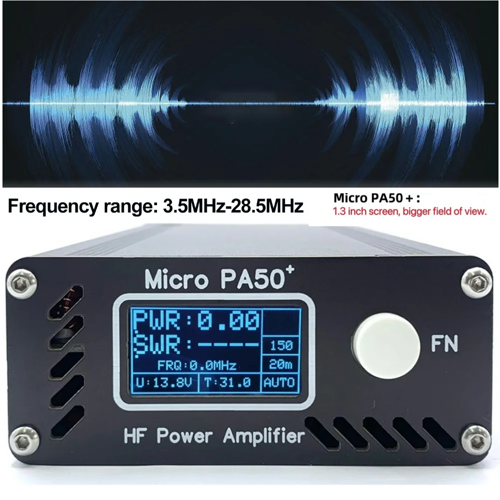 Micro PA50 /PA50 PLUS 50W 3.5MHz-28.5MHz Intelligent Shortwave HF Power Amplifier with Power / SWR Meter + LPF Filter For Radio