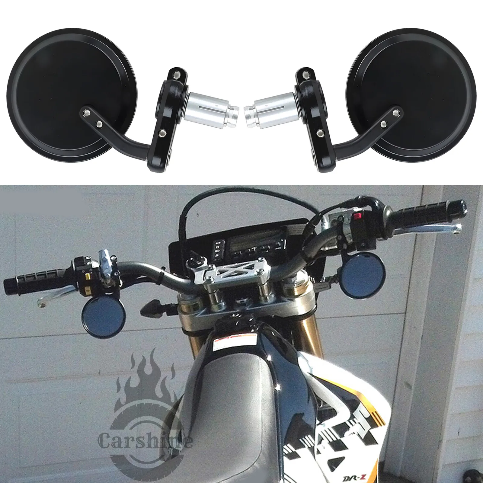 

Round 7/8" Handle Bar End Motorcycle Side Mirrors For Suzuki DRZ400 DRZ 400SM