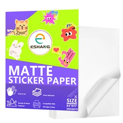 20 Sheets 8.5x 11 Inches Printable Vinyl Sticker Paper Matte White for Inkjet Printer Self-Adhesive Sheets Waterproof