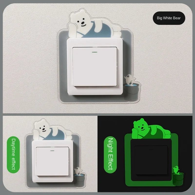 Cute Night Light Switch Wall Sticker, Switch Protection Set, Decoração para casa