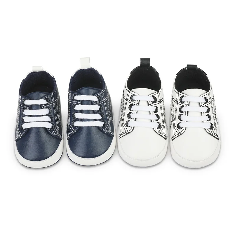 2023 Baby First Walkers Newborn Children Canvas Shoes Baby Boys Striped Soft Bottom Anti-slip Sneakers Crib Prewalkers