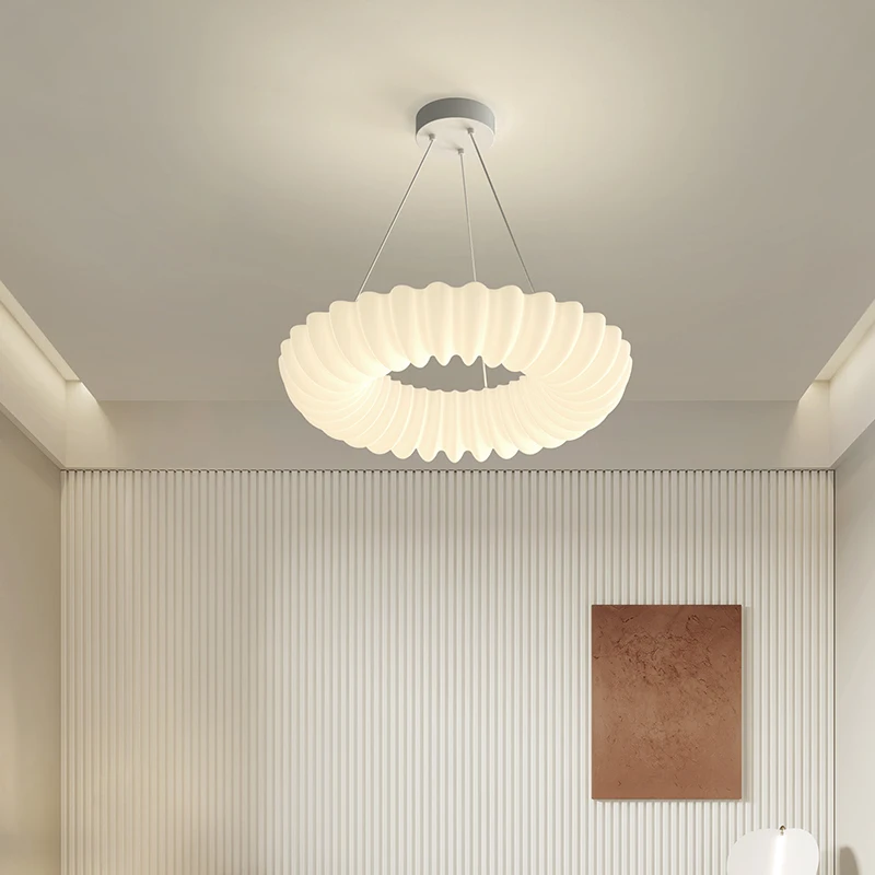 Round Cloud Chandelier With White Crown Nordic Modern Hanging Lamp For Children's Room Bedroom Led