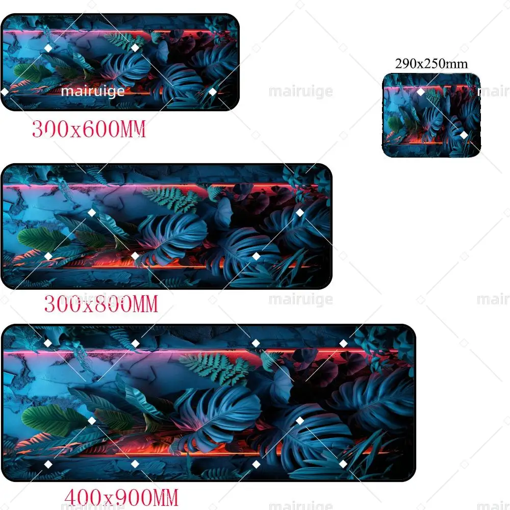 Neon leaves Mouse Pad Large Computer Office Game Table Mats XXL Rubber Anti-slip Gaming Keyboard Mousepads Long Desk Pads
