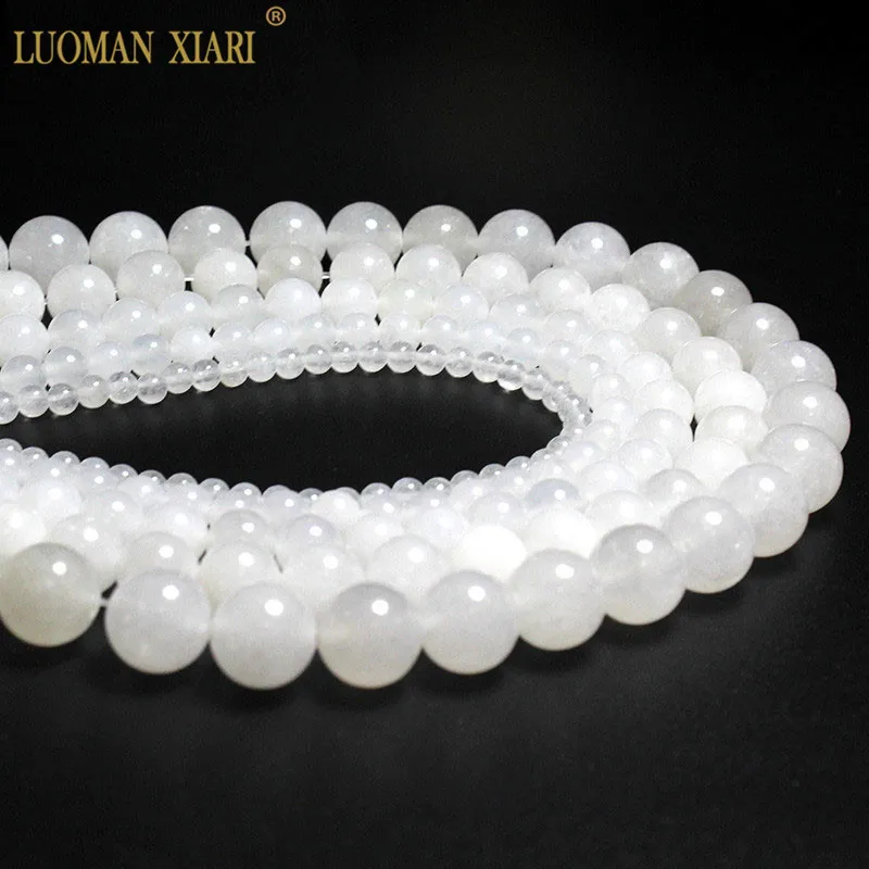 Piedra Natural de Jade blanco, jaspe, ágata, Coral, topacio, apatita para la fabricación de joyas, pulsera de cristal DIY, 4/6/8/10/12MM, 15 '', venta al por mayor