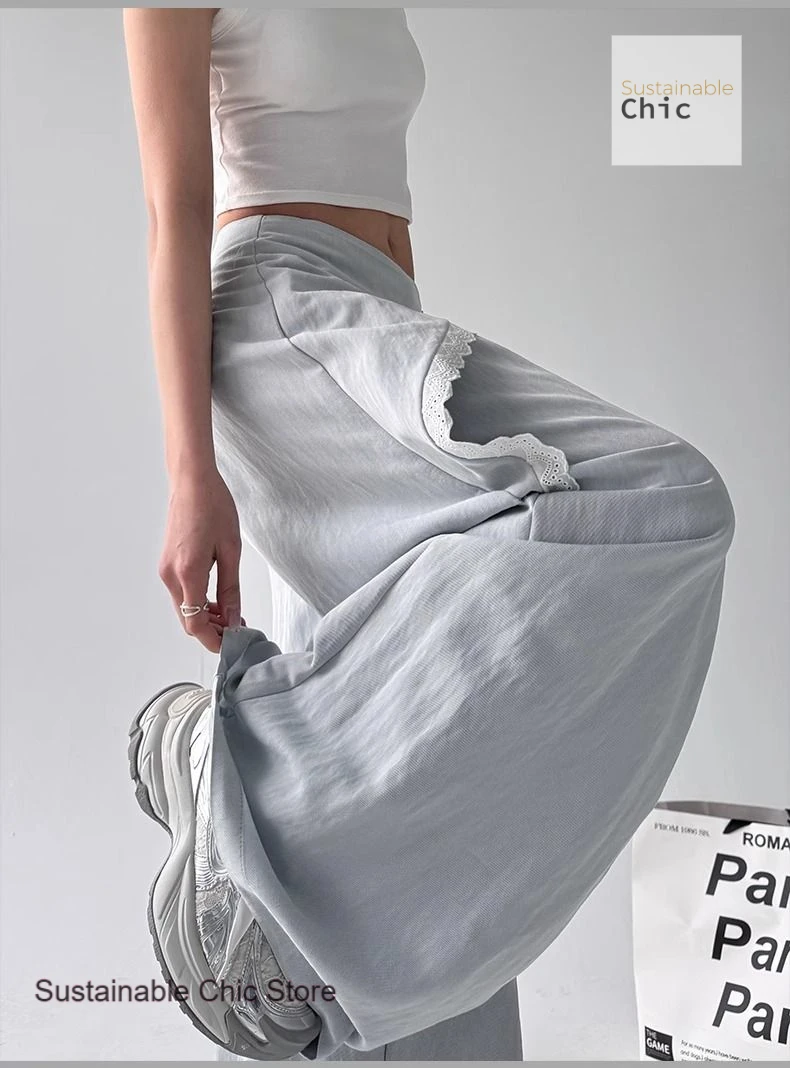 Summer new solid color high waist slim straight pants female American fashion design relaxed Joker casual wide-leg pants.