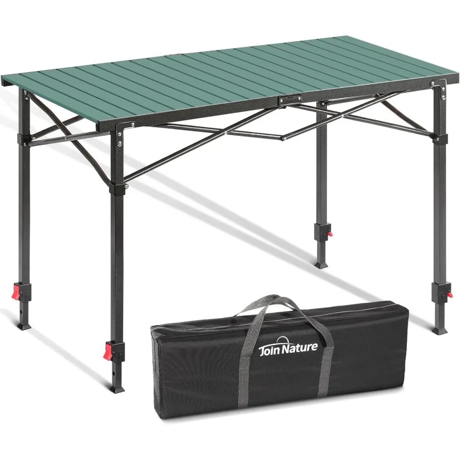 Portable Outdoor Adjustable Height Camping Table Large for 26 Person Foldable Rollup Aluminum Camp Table with Carry Bag for Pic