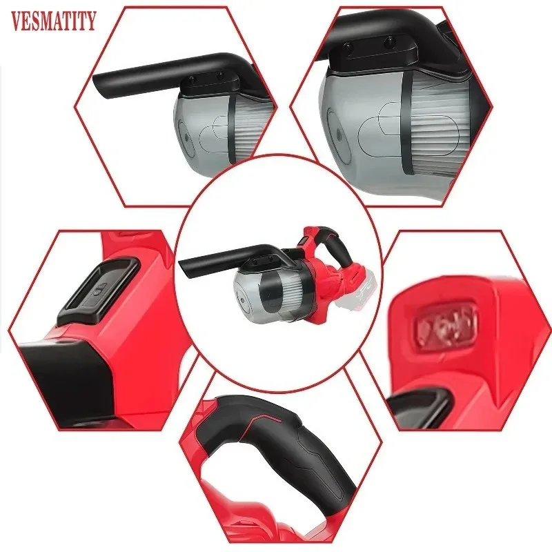 Cordless Handheld Vacuum Cleaner Portable Vehicle Mounted Floor Cleaner Household Power Tools Fit Milwaukee  Battery - view 6