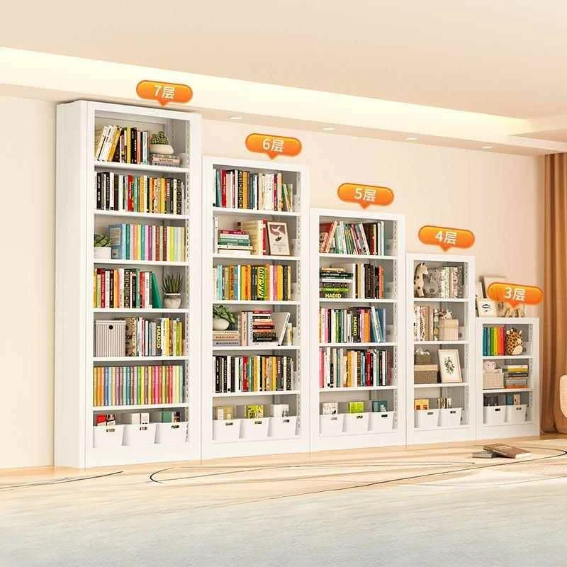 

Household steel bookshelf Library floor shelf Children's book storage Living room shelf Thickened wrought iron bookcase