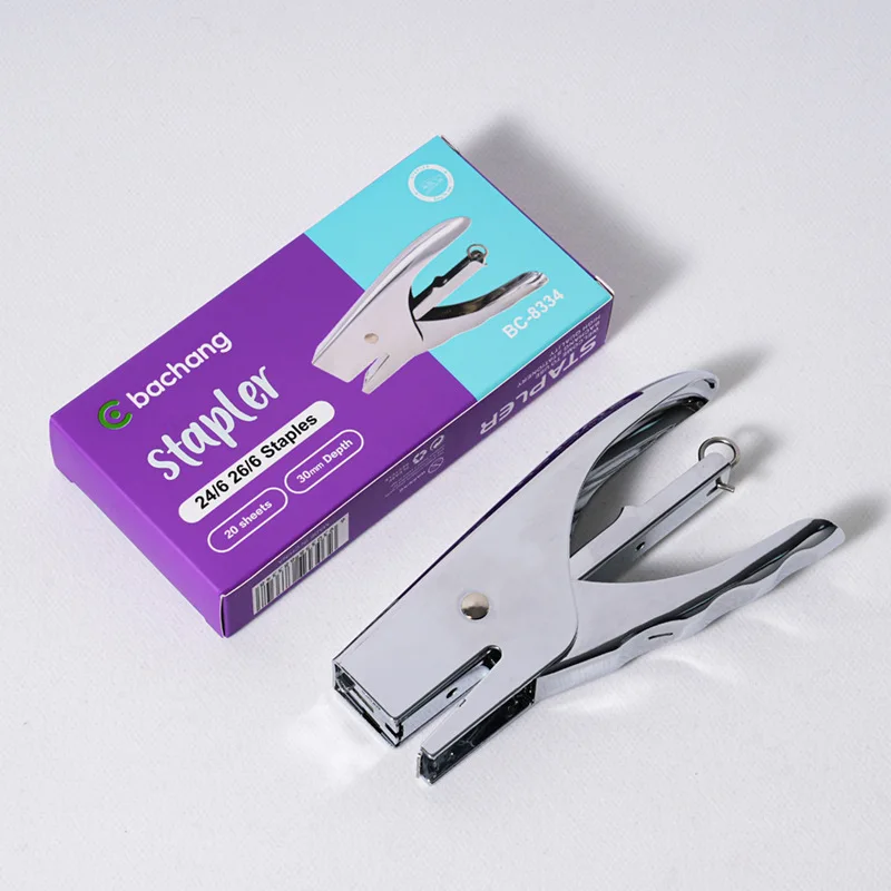 Silver Metal Labor-saving Hand Stapler Simple Binding Machine 24/6 Office Stapler