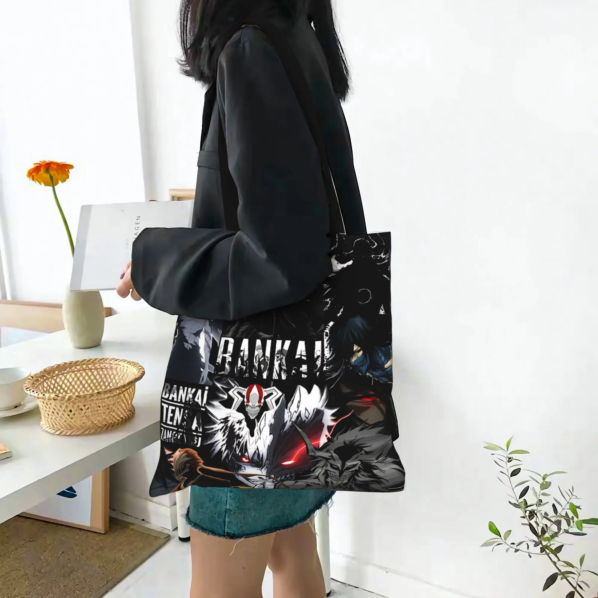 Customized Anime Bleach Ichigo Women's Bag Campus Handbag Large Capacity  Canvas Tote Bag Foldable Chic Pattern