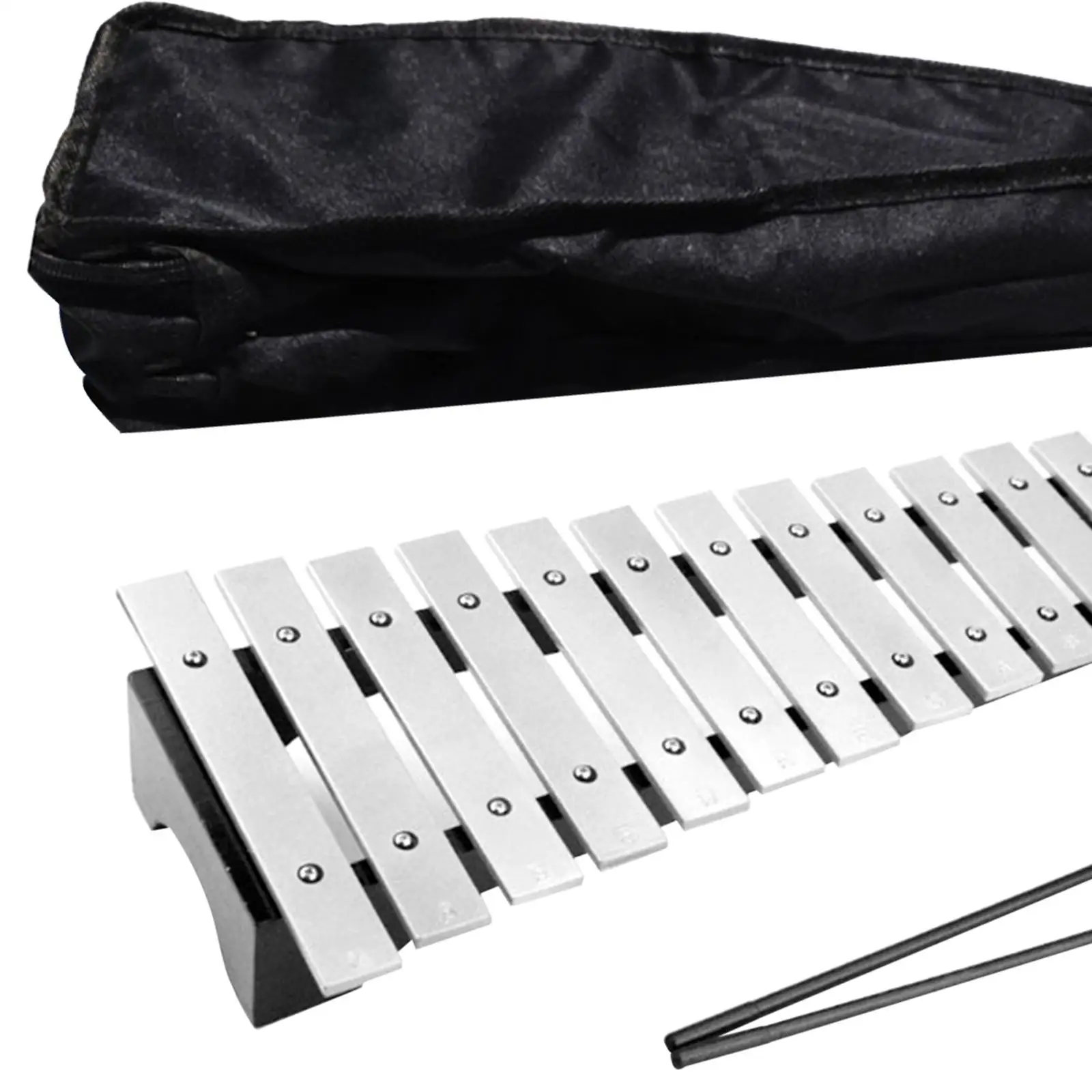 Glockenspiel instrumento de música de xilófono de percusión portátil, 15 notas, profesional