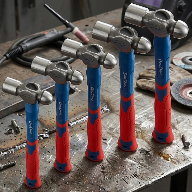 Martillo de punta esférica de fibra de vidrio forjado, 8-40 oz, cara templada de acero con alto contenido de carbono, agarre ergonómico que absorbe los golpes, bloqueo de cuña seguro