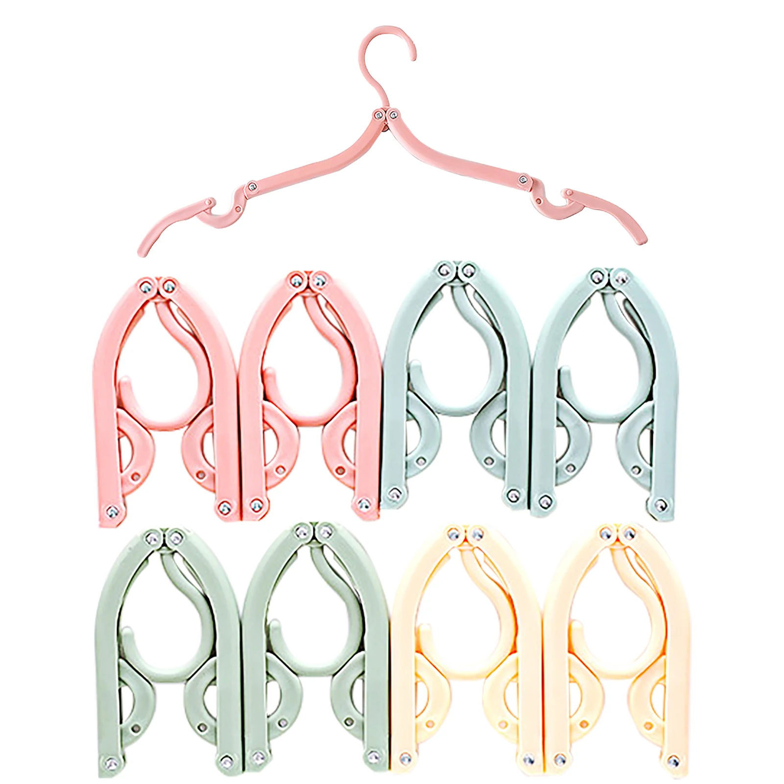 8pcs/pack Clothes Hanger Travel Camping Portable Folding Hanging Hook Home Coat Shirt Drying Holder Plastic Random Color Hanger