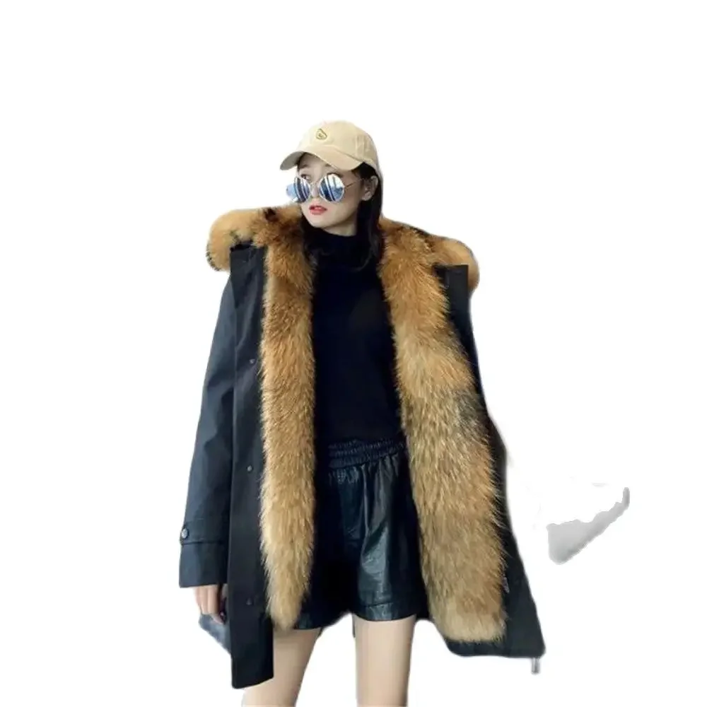 Pop para baixo longo jaquetas à prova dwaterproof água para mulheres casaco de pele de raposa do falso para o sexo feminino quente puffer jaqueta para senhora roupas de inverno 2024