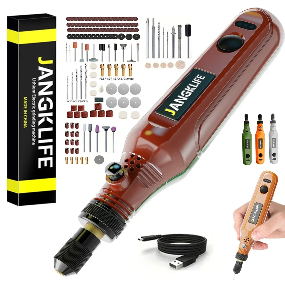 JANGKLIFE USB Cordless Rotary Tool Kit Woodworking Engraving Pen DIY For Jewelry Metal Glass Mini Wireless Drill