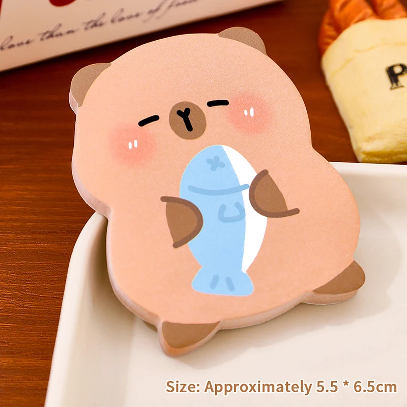 60 Vellen Capybara Post Sticky Notes Hoogwaardige Leuke Herbruikbare Sticky Notes Cartoon Zelfklevende Sticky Notes Student Briefpapier