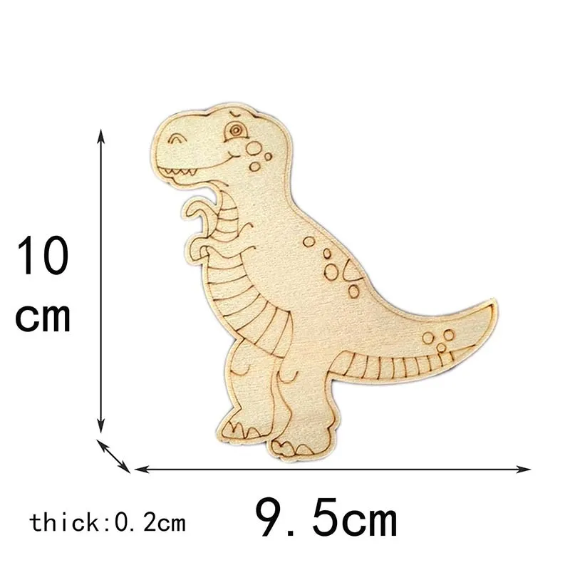 5Pcs Hand Coloring Blank Wooden Pieces Foor Children Handmade Toys Cartoon  Dinosaur Wood Crafts Home Ornaments Decor c3542