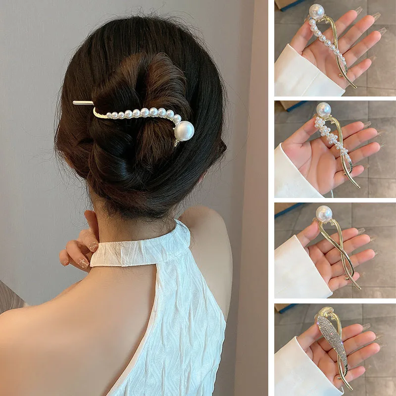 Fashion Sweet Pearl Hair Clip Women Girls Elegant Minimalist Style Hairpin Barrette Hair Pins Ponytail Hair Accessories Heawear