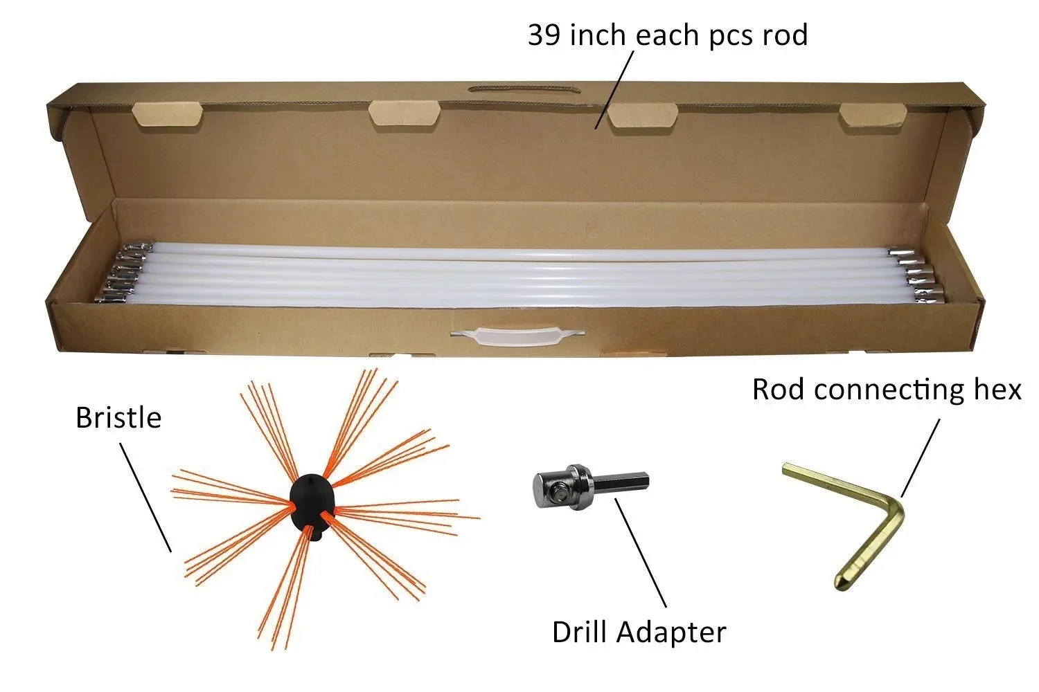 Chimney Cleaner Sweep Kit Nylon al Drill Drive Flexible Rod Rotary Brush Head for Sweeping Away Flue Chimney Soot